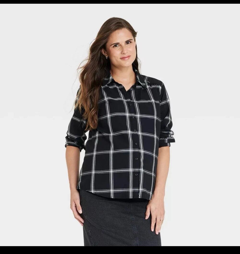 Isabel Maternity Woven Long Sleeve Button-Front Maternity Top Women’s M NWT